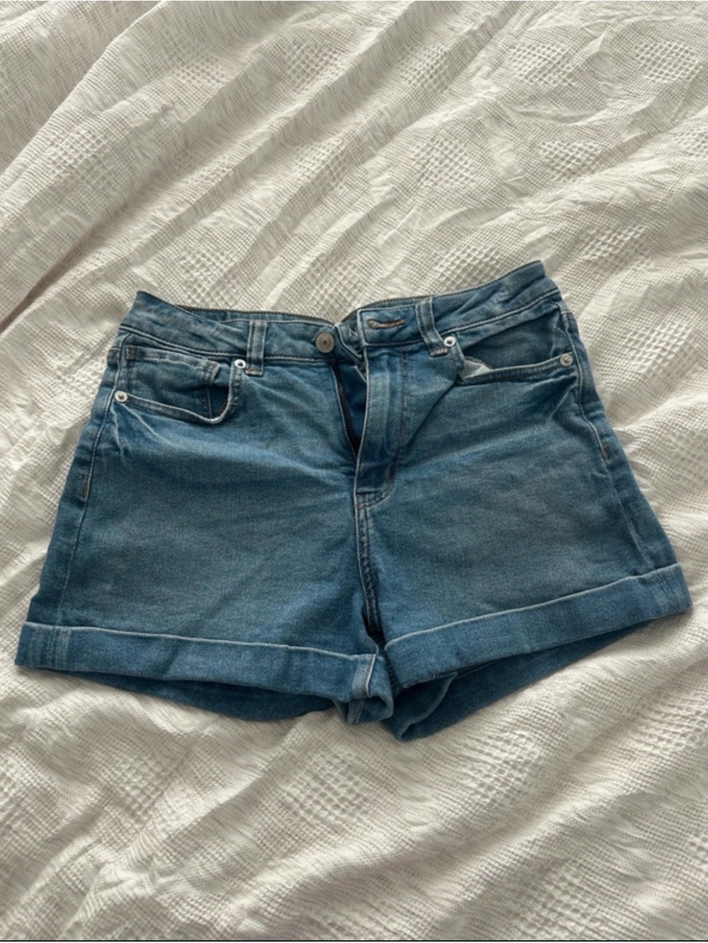 American Eagle Outfitters Blue Rolled-Hem Denim Shorts